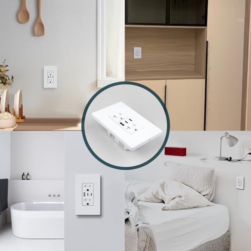 USB Wall Outlet with Dual USB-C Ports, 30W, Tamper-Resistant, White Y50754
