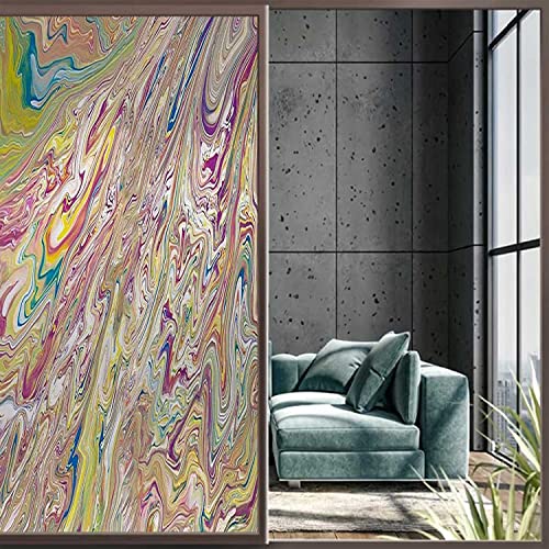 Static Cling Window Film Privacy Abstract Geometry Colorful Glass Sticker No Glue Anti UV 17.7 x 78.7 in F365679