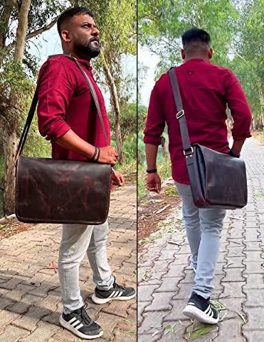 Vintage Full Grain Leather Laptop Messenger Bag E255852