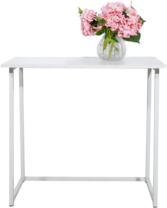Collapsible Computer Desk White Portable Folding Workstation U963473