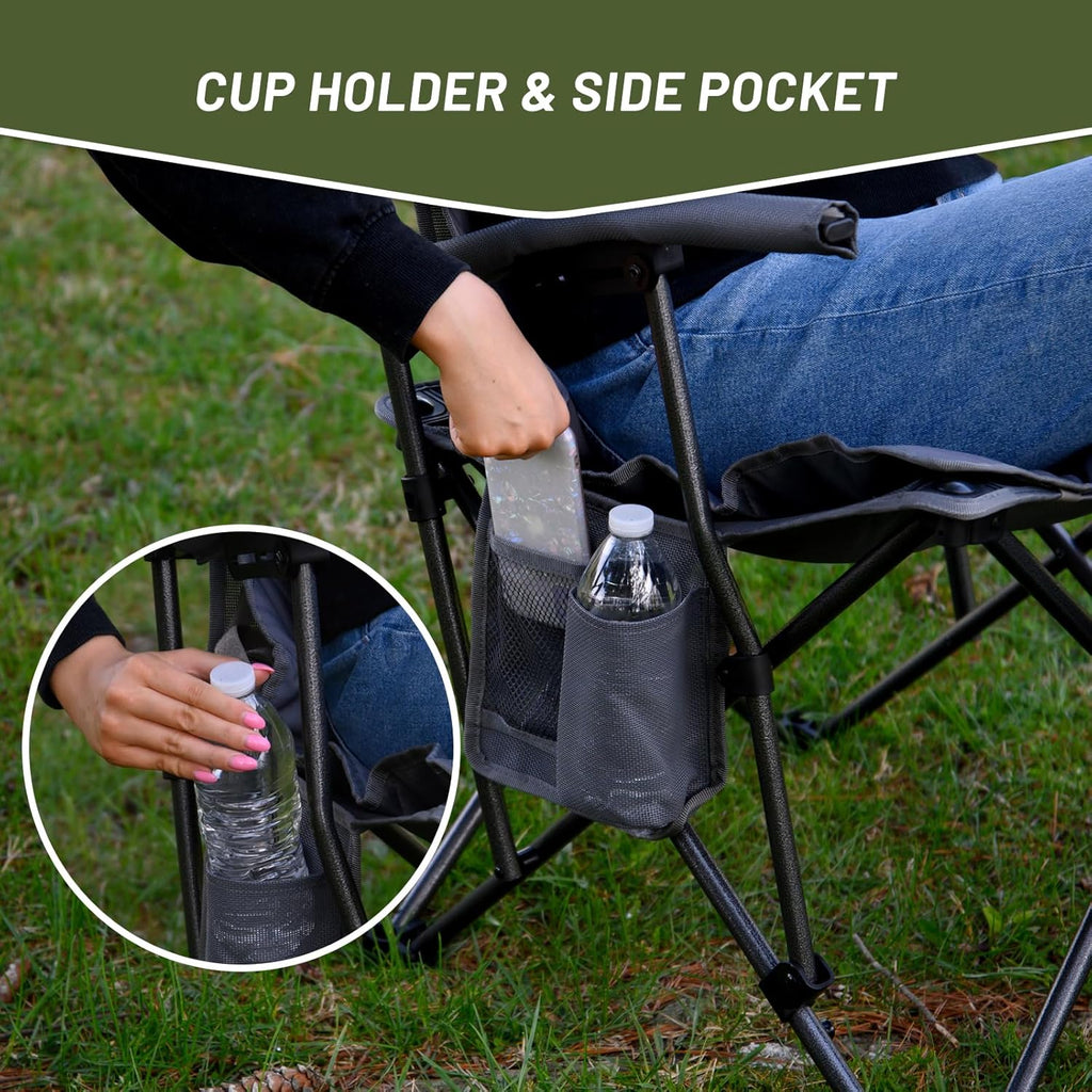 Folding Padded Outdoor Camp Chair for Adults, Supports 300 LBS H172760