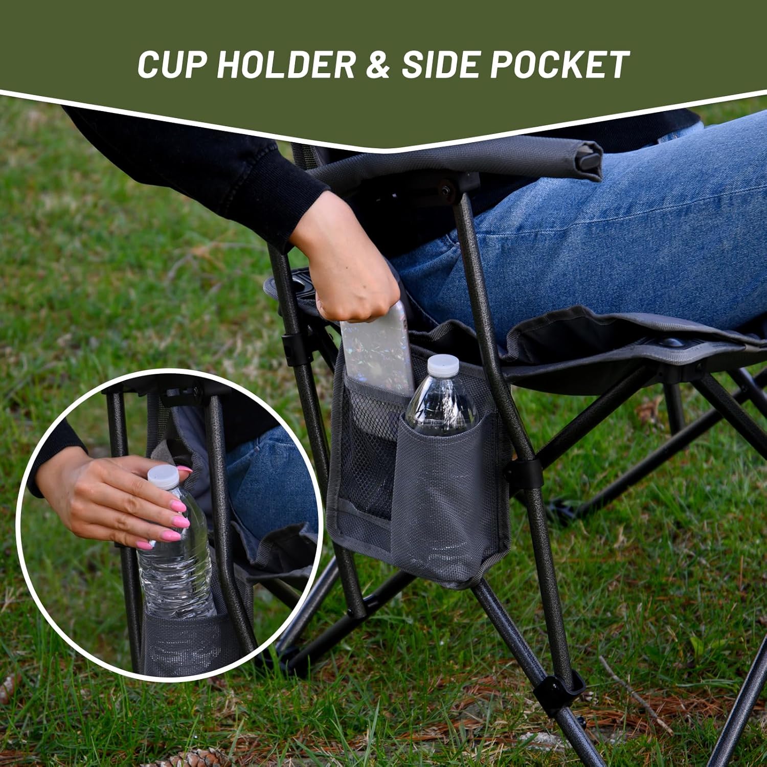Folding Padded Outdoor Camp Chair for Adults, Supports 300 LBS H172760