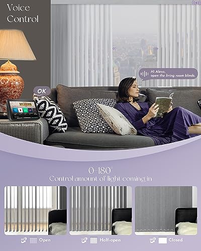 Motorized Vertical Blinds for Home Office, Blackout, Remote Control Y2361