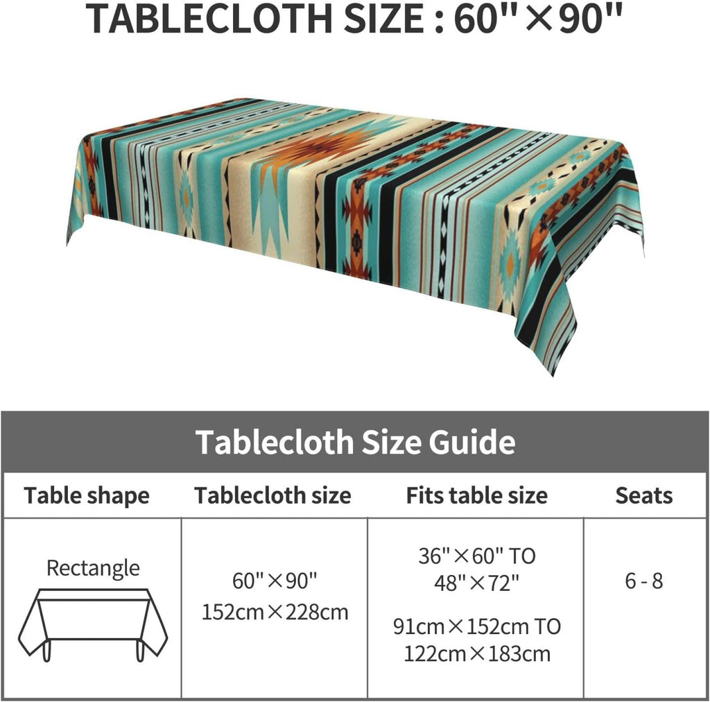 Rectangular Tablecloth Aztec Print Washable Dining Table Cover 60 x 90 Inches H5910