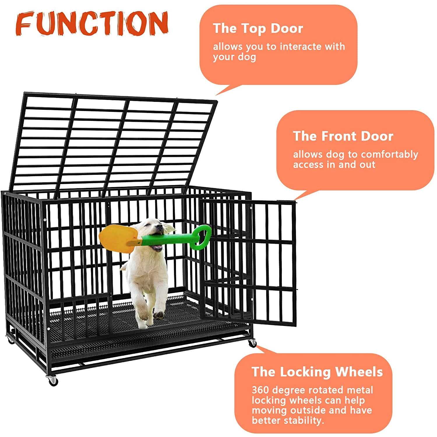 Heavy Duty Dog Crate with Removable Tray for Indoor and Outdoor Use N7152