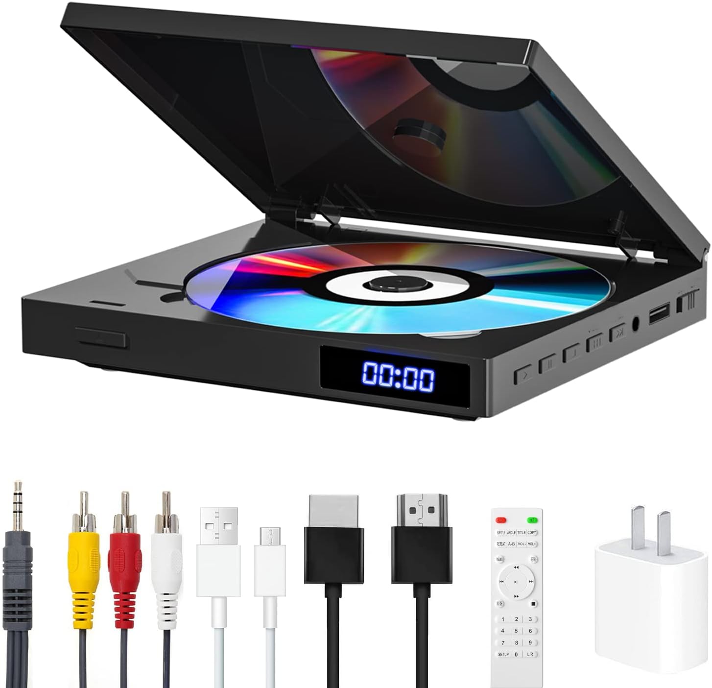 Mini DVD Players for TV, HDMI DVD Player with HDMI RCA Cable, All Region Free Compact DVD Player Support USB, AUX, NTSC/PAL, Memory Playback, Small CD DVD Players with Remote Control
