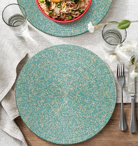 Beaded Placemat Gold White 13" Round Set of 4 O392