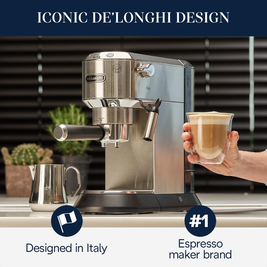 Espresso Machine with Milk Frother, Compact Stainless Steel Design W793411