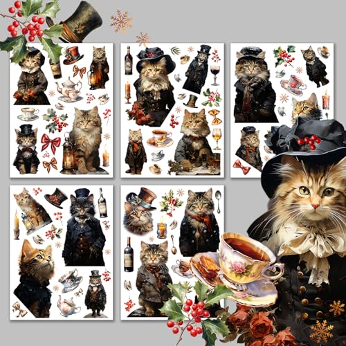 Decoupage Paper Pack (15 Sheets 8"x11") Victorian Cats Lady and Gentleman HANATABA Vintage Styled Ephemera Pictures for Decoupage Craft and Scrapbooking