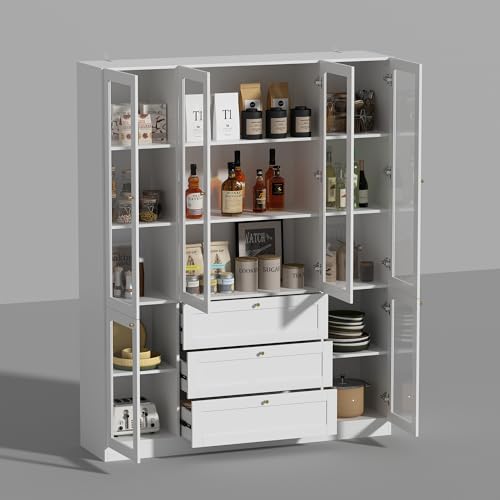 Acrylic Curio Cabinet with 5-Tier Shelves and 3 Drawers U789633