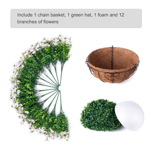 Fake Hanging Plants Flower Basket for Outdoor Porch Decoration O70582