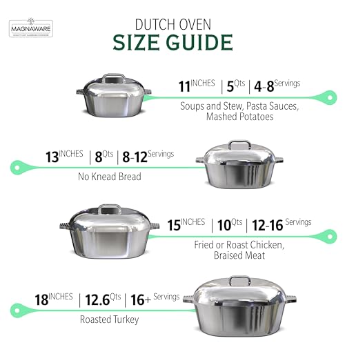 Cast Aluminum Dutch Oven with Lid - 5 Quart Oval Pot for Bread Baking and Roasting K600
