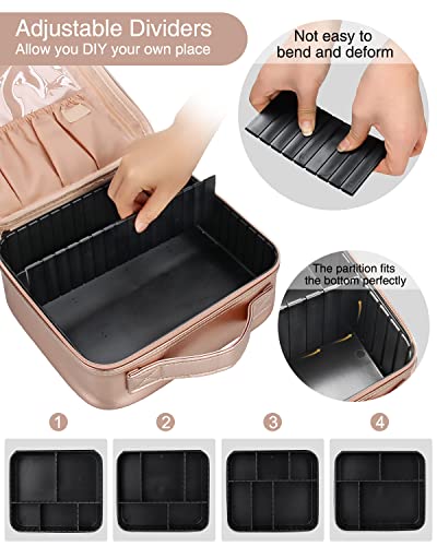 Travel Makeup Train Case with Adjustable Dividers and Shoulder Strap R396936