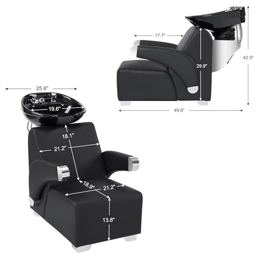 Ceramic Bowl Backwash Shampoo Chair, Adjustable Hair Washing Station for Salon and Spa S6878
