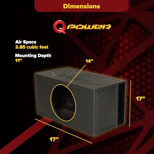 15 Inch Ported Car Subwoofer Sub Box Enclosure, Single Vented Chamber, Black A5882