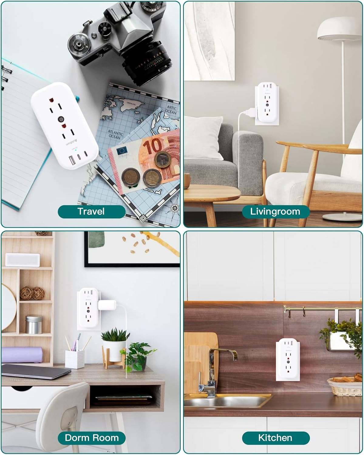 6 Outlet Splitter with 3 USB Wall Charger, Surge Protector Plug Expander I70230