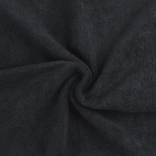 Extra Large Black Salon Towel, Pack of 12, 18 x 30 Inches, Super Soft Absorbent Microfiber X74716