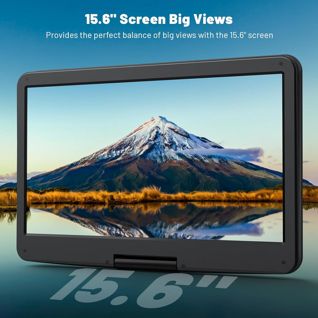 Portable DVD Player with 15.6" HD Screen, Rechargeable Battery, Remote Control Y457