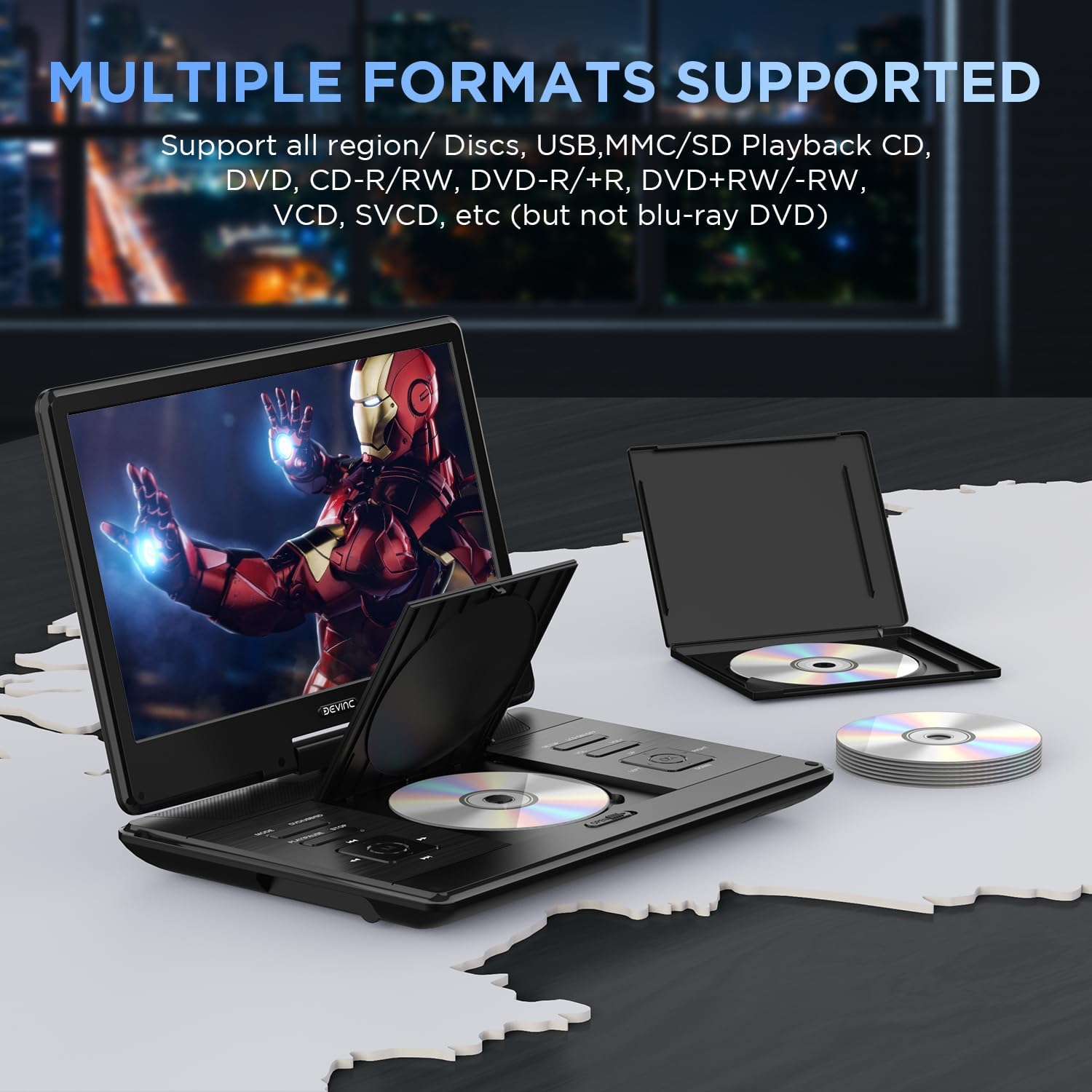 Portable DVD Player with 14.1" HD Screen, USB/SD Support, 6H Battery G979960