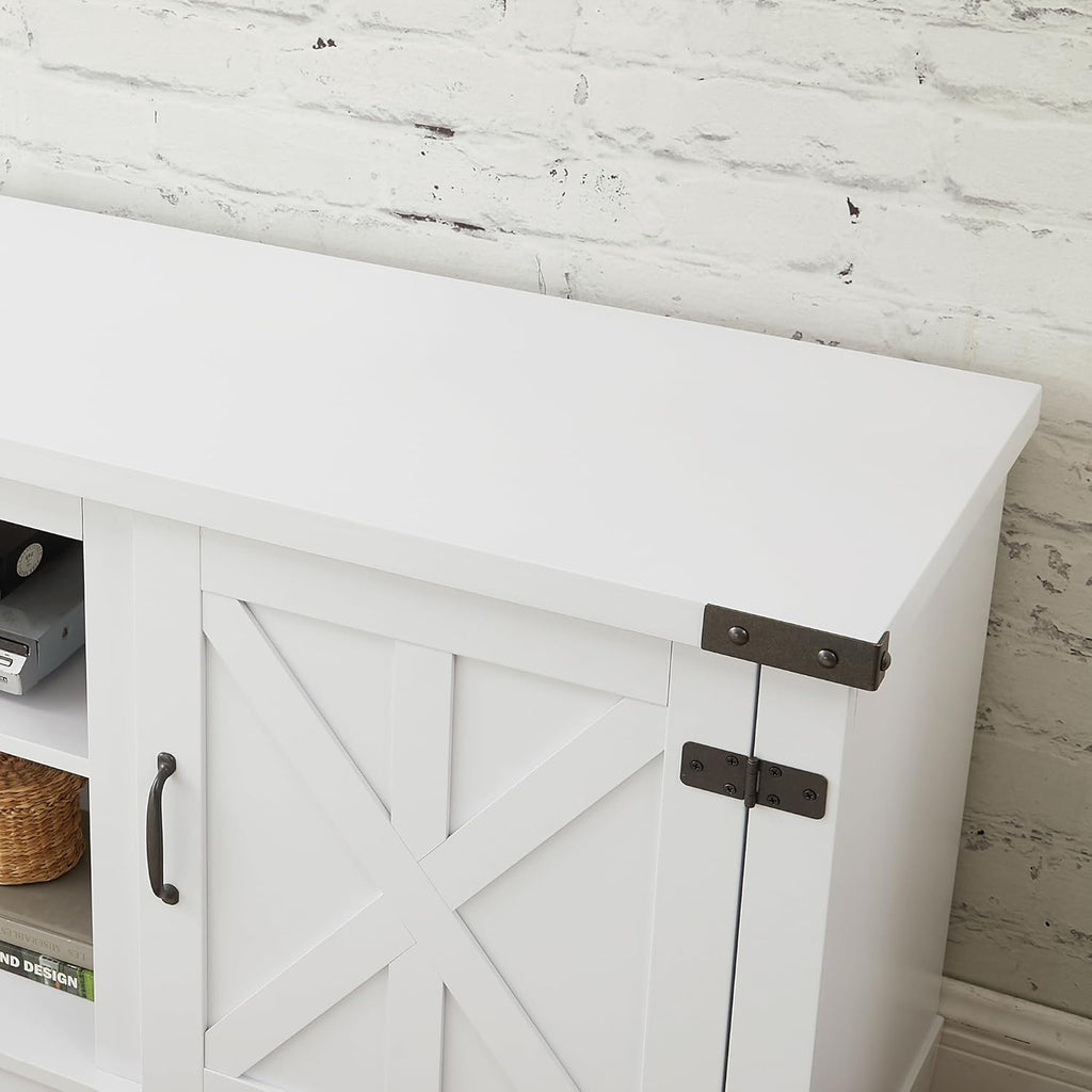 Farmhouse TV Media Stand with Open Shelves and Cabinets for TVs Up to 70 Inches F56676