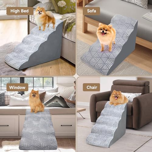 Dog Stairs for High Beds, 5 Tiers Soft Steps for Small Dogs and Cats M866
