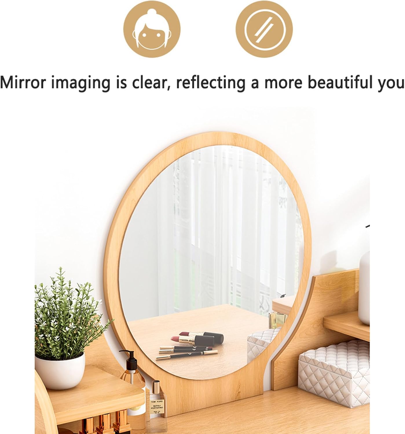 Makeup Vanity Desk with Mirror and Storage Drawers J7681