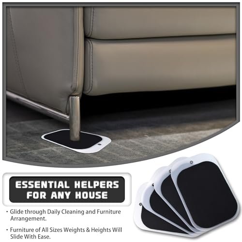 Furniture Movers Sliders for Carpet, 10" x 6" Reusable Oval Moving Pads W4523