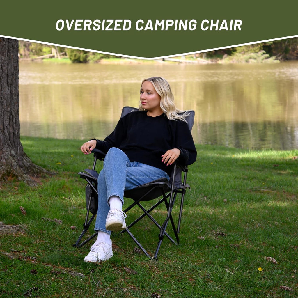 Folding Padded Outdoor Camp Chair for Adults, Supports 300 LBS H172760