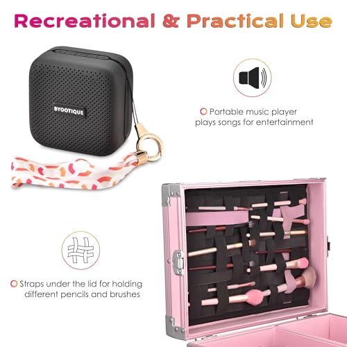 Foldable Rolling Manicure Table with 4 Drawers, Pink Y30853