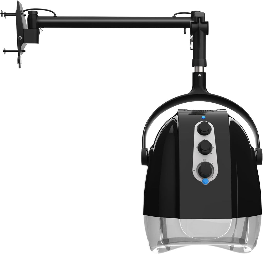 Wall Mount Hooded Salon Hair Dryer, Professional Ionic Hair Color Processor for Home, Temperature & Drying Adjustable, 60-Minute Timing