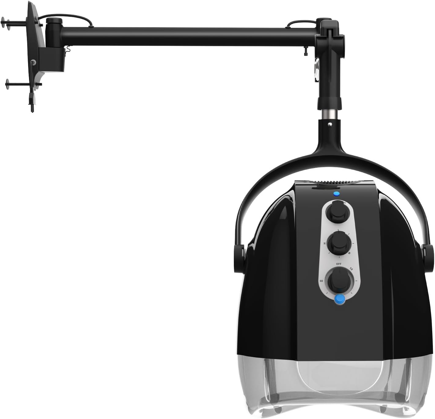 Wall Mount Hooded Salon Hair Dryer, Professional Ionic Hair Color Processor for Home, Temperature & Drying Adjustable, 60-Minute Timing