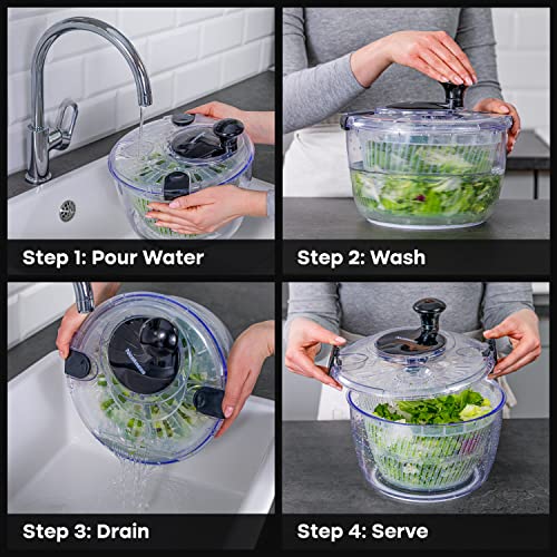 Salad Spinner with Storage Lid, Drain Bowl and Colander, 3.7 Qt H62339