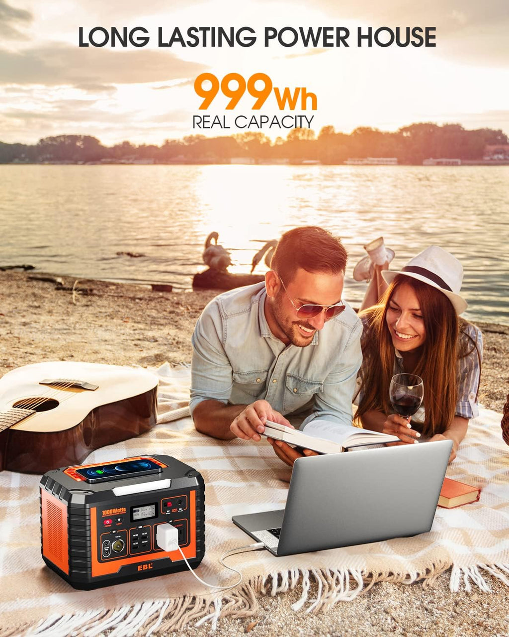 1000W Solar Generator with 200W Portable Solar Panel, Power Station for RV Camping and Home Emergency Q17457