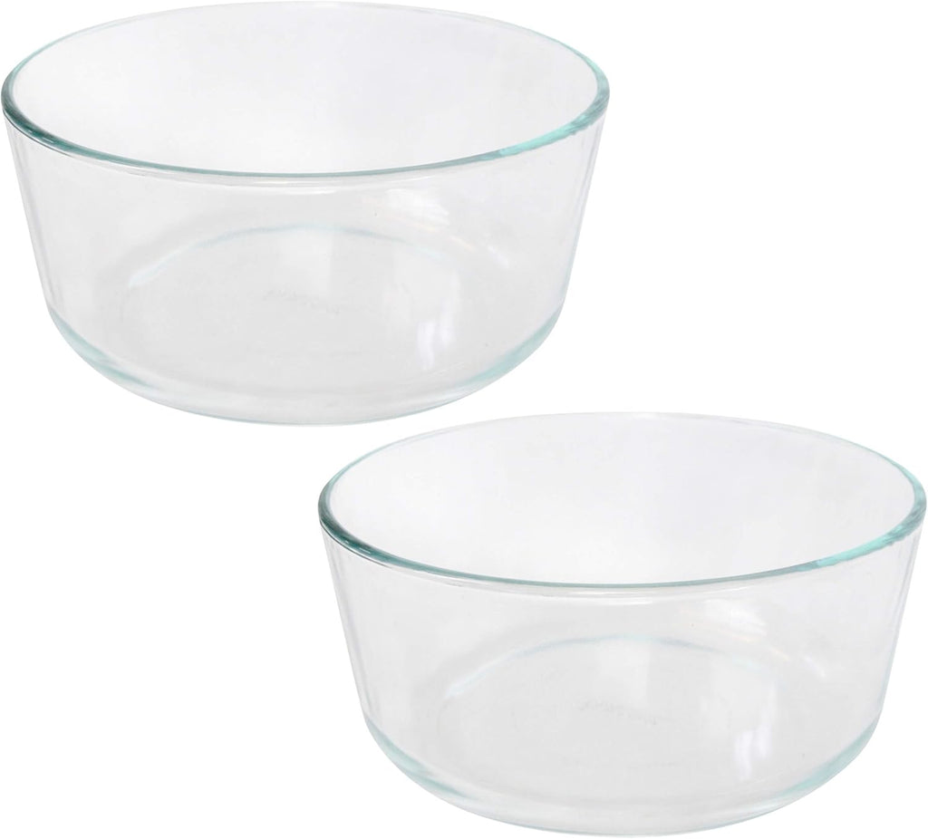 Pyrex Simply Store 7203 Round Clear Glass Food Storage Bowl - 2 Pack Made in the USA