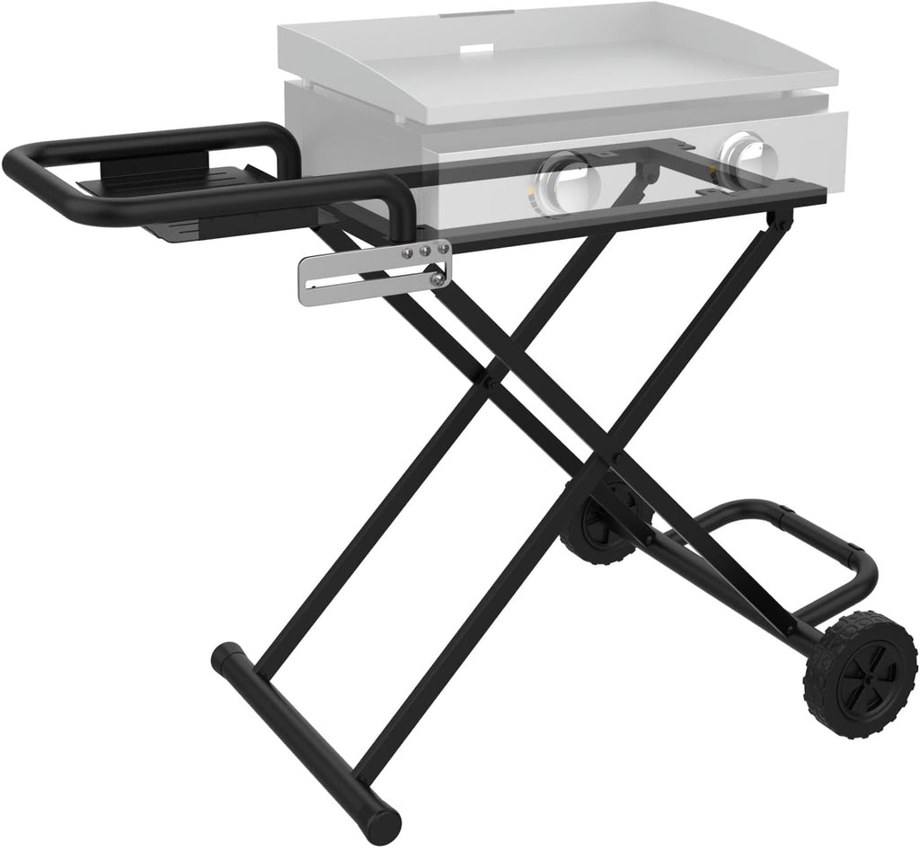 Portable Grill Cart for Blackstone 17 Inch & 22 Inch Table Top Griddles, Folding Cart Griddle Stand with Side Shelf for Blackstone 17" 22" Grills, Backyard, Camping and Outdoor Cooking