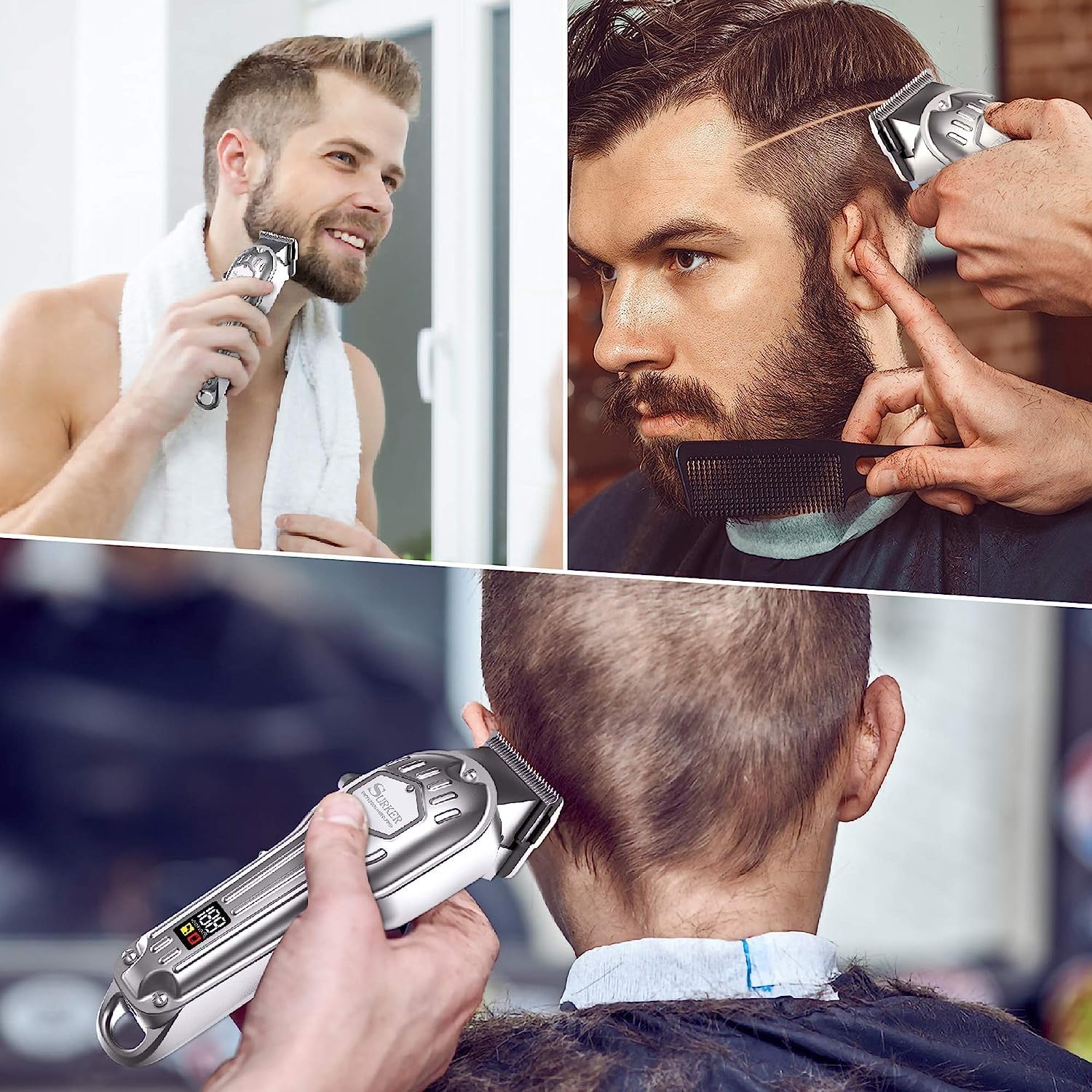 Mens Hair Clippers Cordless Trimmer Professional Haircut Kit with LED Display M1315