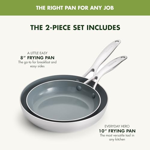 Hard Anodized Ceramic Nonstick Frying Pan Skillet Set, 8 and 10 Inch, PFAS-Free L781117