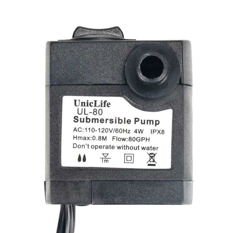 Submersible Water Pump 80 GPH Quiet for Aquarium Fish Tank U231