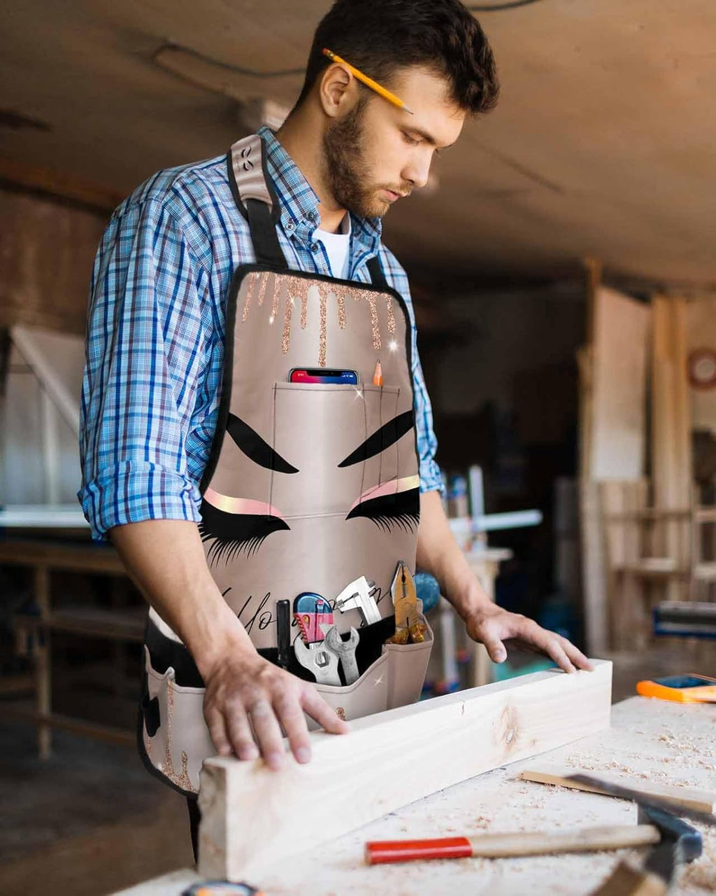 Waxed Canvas Work Apron with 16 Tool Pockets D699