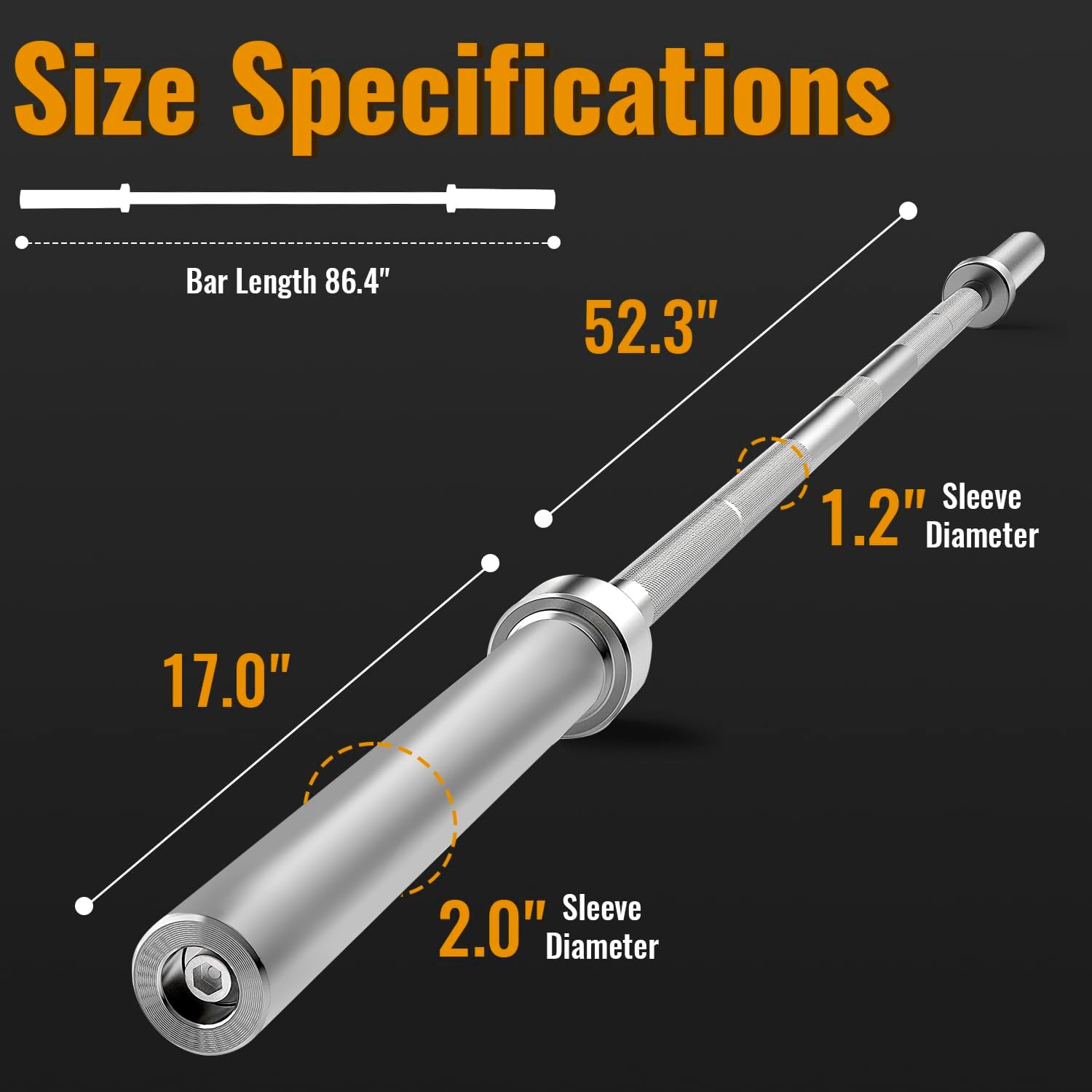 7ft Olympic Barbell for Strength Training, Weightlifting, Powerlifting R396
