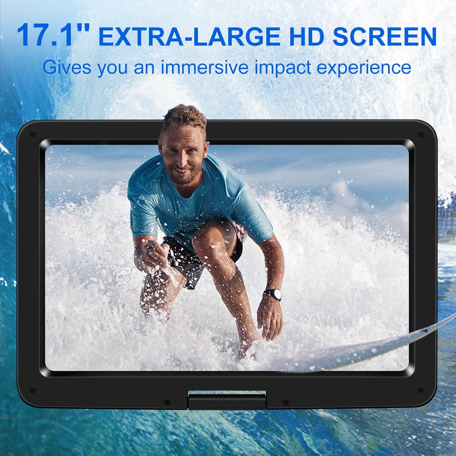 Portable DVD Player with HD Swivel Screen, Rechargeable Battery, USB/SD Card Support W355