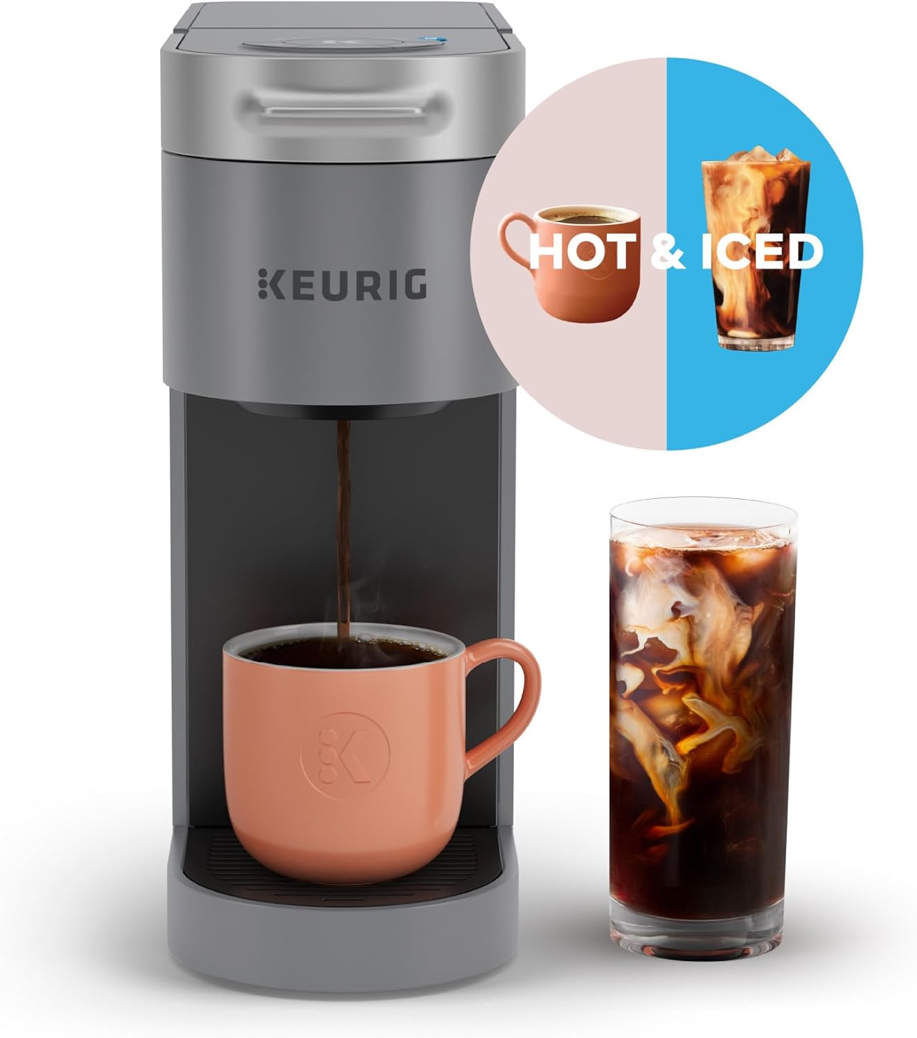 Single Serve Coffee Maker, Brews 8 to 12oz, Gray X86975