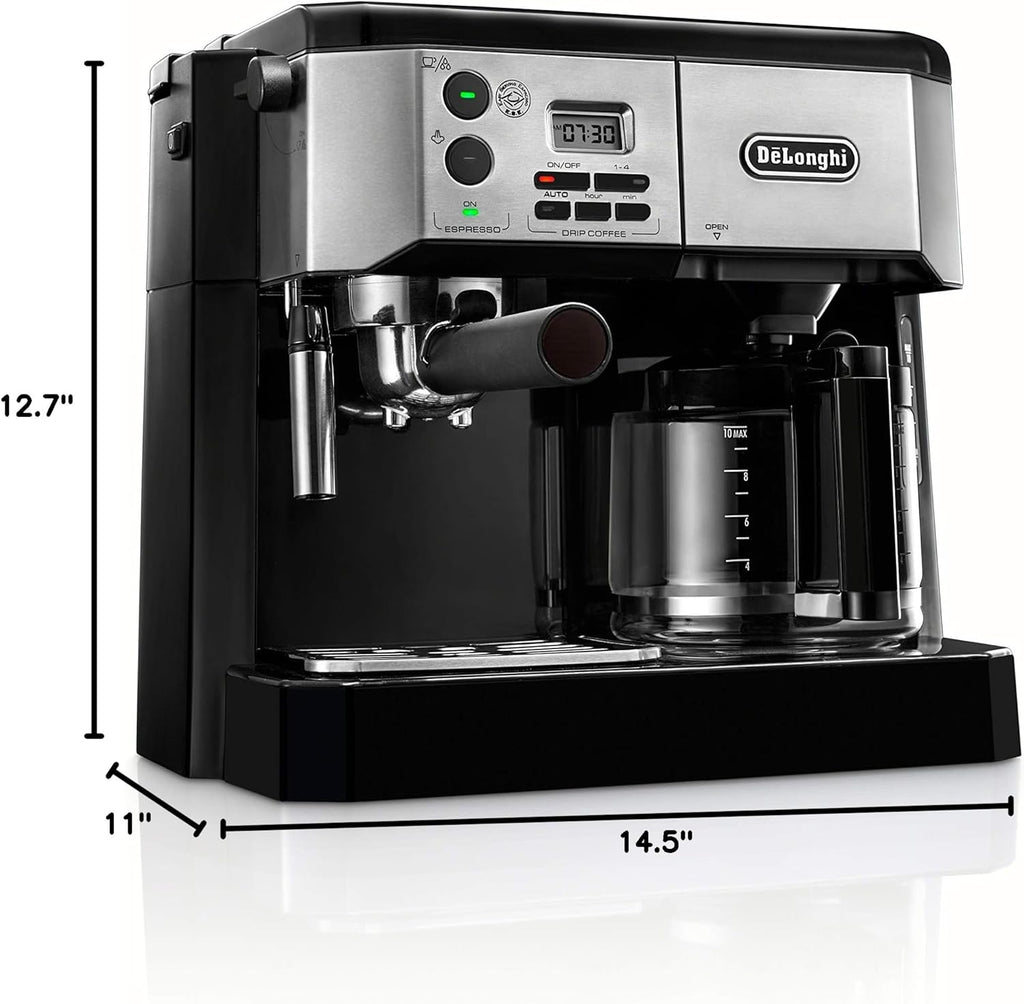 All-in-One Coffee Maker & Espresso Machine with Milk Frother, 10-Cup Glass Pot Y85027