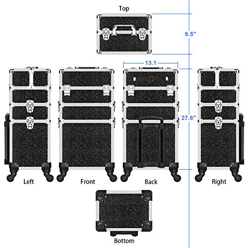 Makeup Train Case with Folding Trays and Wheels K61435