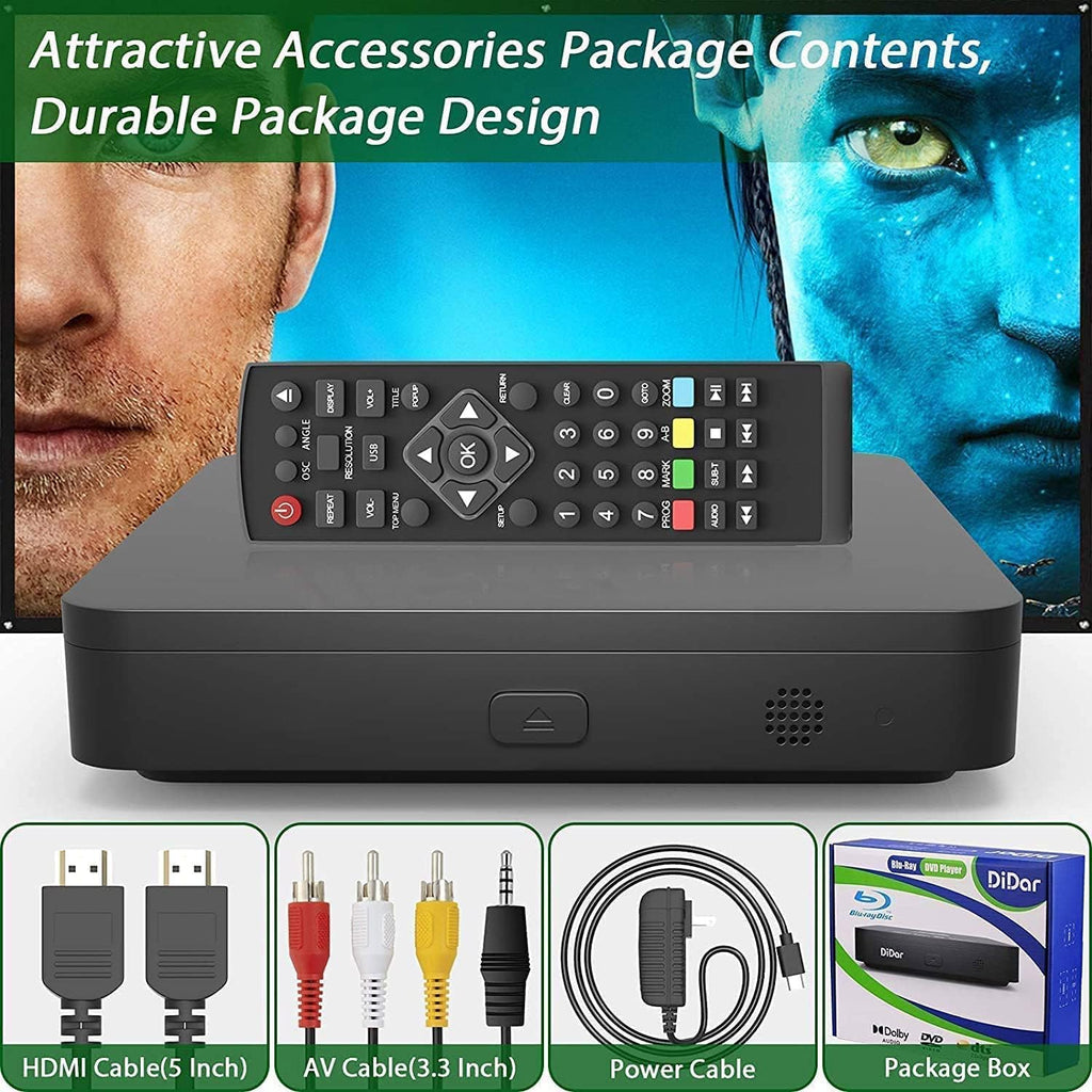 Blu Ray DVD Player, Ultra Mini 1080P, HDMI/AV Output, USB Support A7358