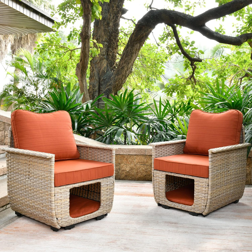 Outdoor Patio Conversation Set with Pet House Wicker Rattan Sofa N2343