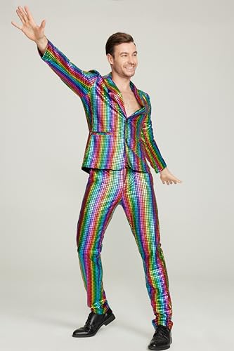 70s Disco Costume Suit Set 2 Pieces Metallic Jacket and Pants P284376