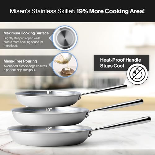 5-Ply Stainless Steel Pan 12 Inch with Ergonomic Handle W105350