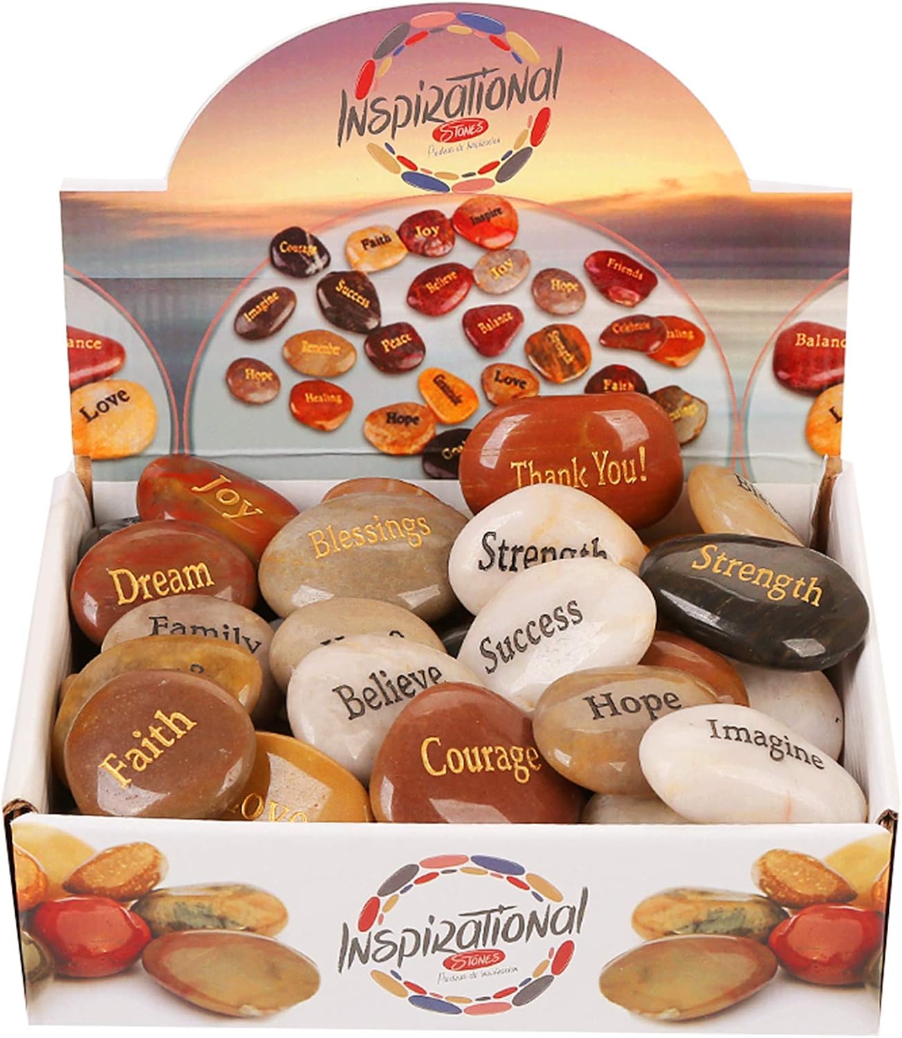 50PCS Engraved Inspirational Stones with Words, 2-3 Inches L117