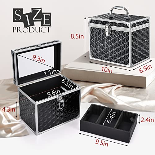 Makeup Train Case Travel Organizer with Divider Tray and Mirror D820